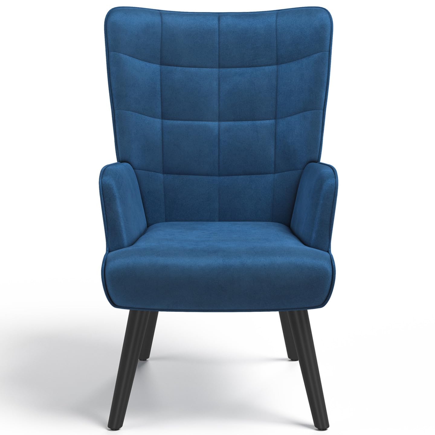 IDMarket - Sillón escandinavo ANIA con reposapiés de terciopelo azul