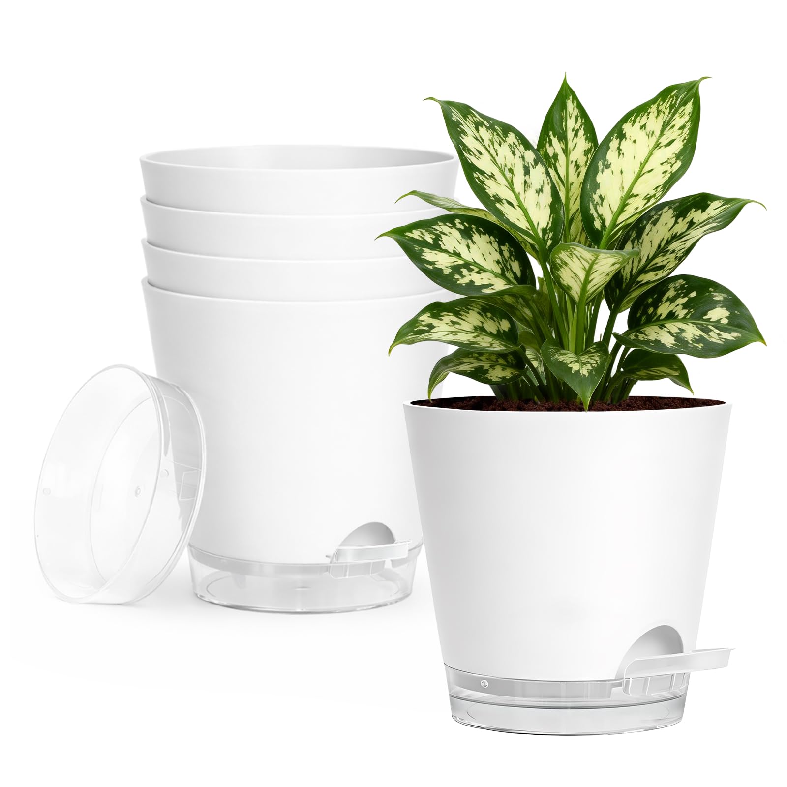 KINGLAKE 15cm Selbstbewässerungstopf- 3er Set Blumentopf Pla