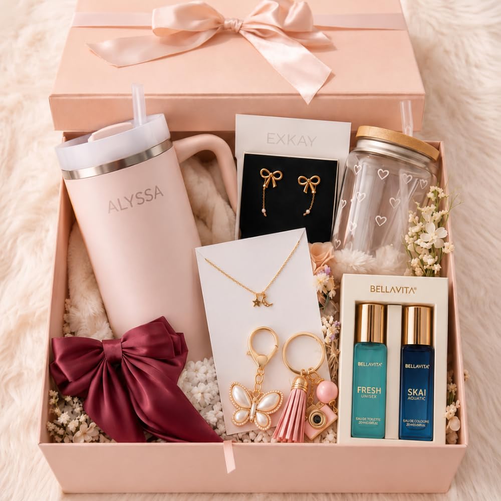 Personalized Gift Hamper for Women | Custom Name Tumbler, Jewelry, Perfume & Premium Gift Box | Birthday Gift for Girls, Wife, Girlfriend, Sister & Best Friend-image-12