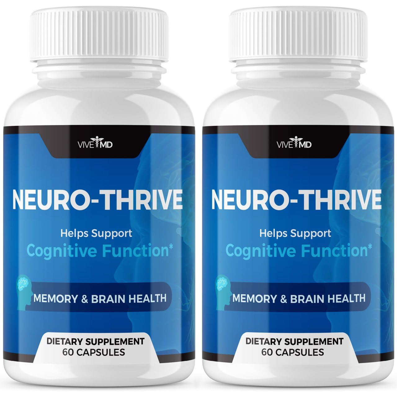VIVE MD Neuro Thrive Brain Supplement - Official Formula - Neuro Thrive PQQ, Neuro Thrive for Extra Strength with Ginkgo Biloba Extract, Siberian Ginseng Extract (2 Pack)