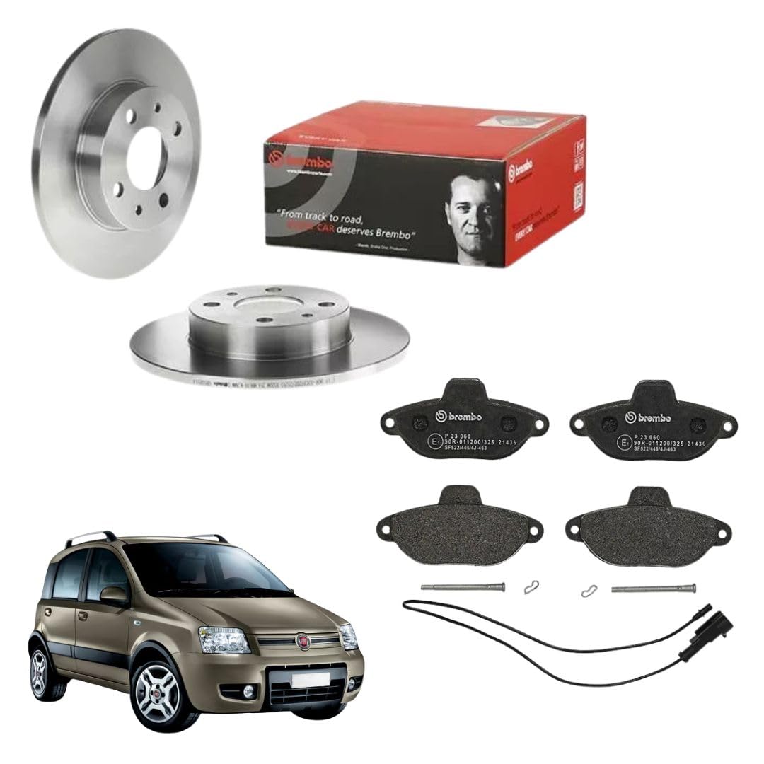 KIT DISCHI FRENO E PASTIGLIE BREMBO COMPATIBILE CON FIAT PANDA 2 169 1.1 1.2 DAL 2003 ANTERIORI
