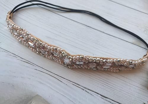 Miniatura 2 de Diademas hechas a mano con diamantes de imitación de cristal para mujer, diseño bohemio, elástico, a la moda, bandas para el cabello, accesorios de
