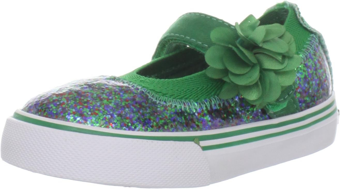 Morgan & Milo Kid's Sparkle Floral Mary Jane Sneaker (Infant/Toddler/Little Kid), Kelly, 12 M US Little Kid