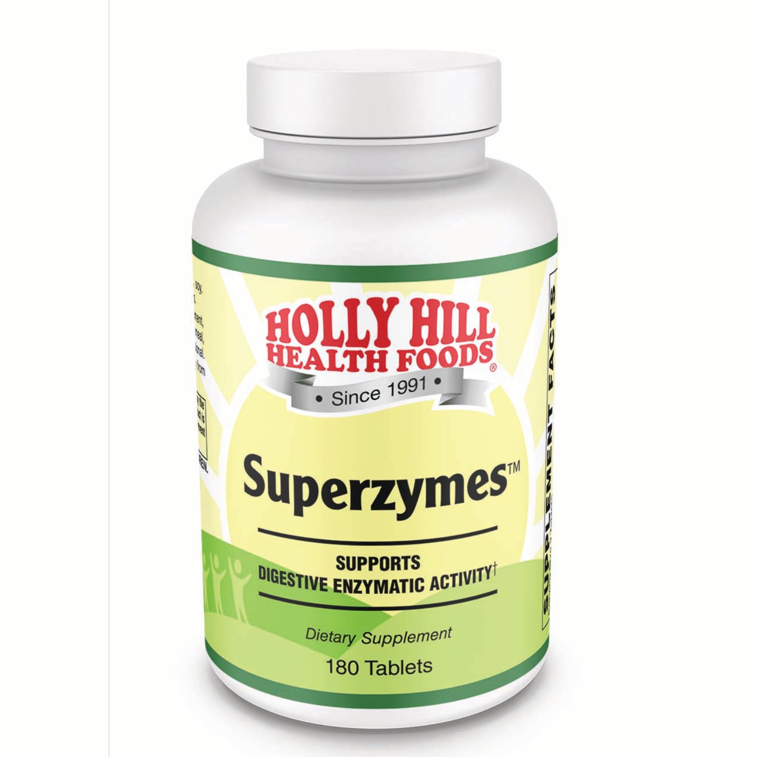 Holly Hill Health Foods Superzymes — Suplemento multi-enzimas com betaína HCl, bromelina, pancreatina e papaína — 180 comprimidos