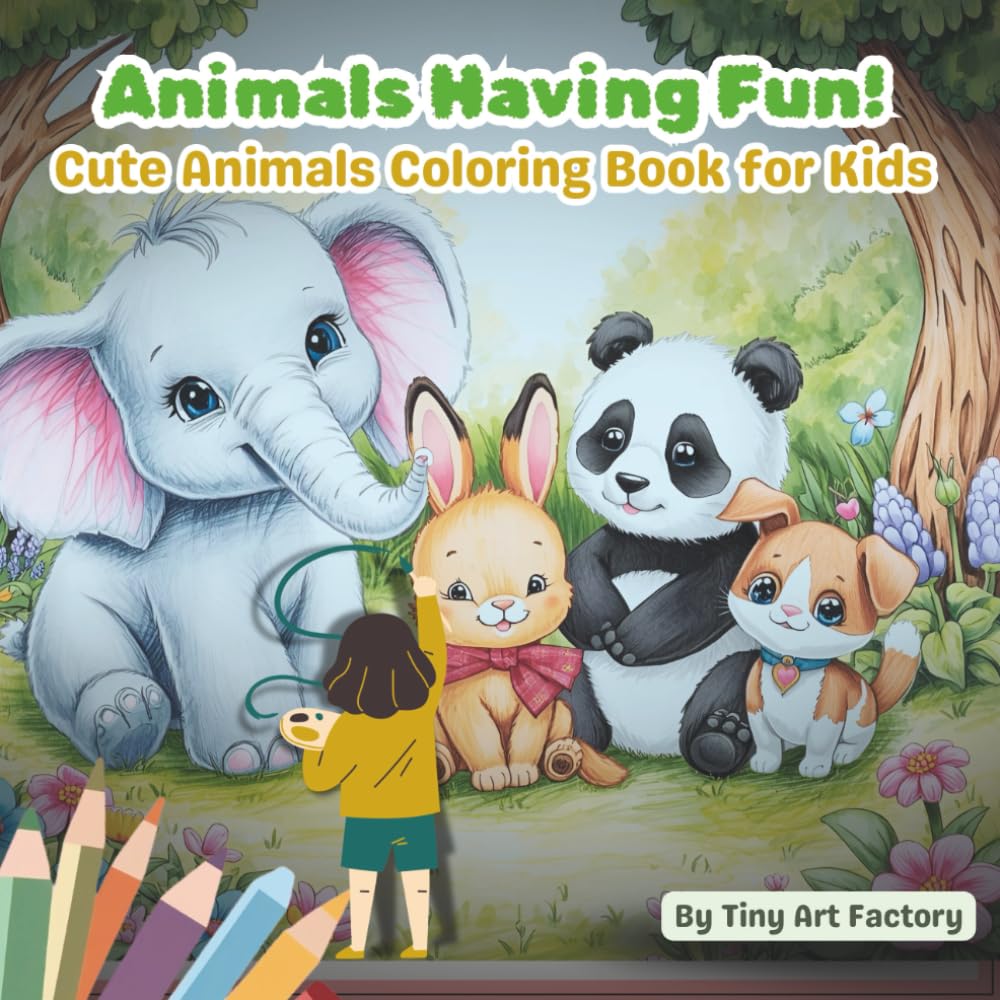Animals Having Fun: Cute Animals Coloring Book for Kids