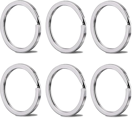 Miniatura 1 de Llaveros grandes divididos para llavero de acero plateado, borde redondo, circular, plano, 2 pulgadas