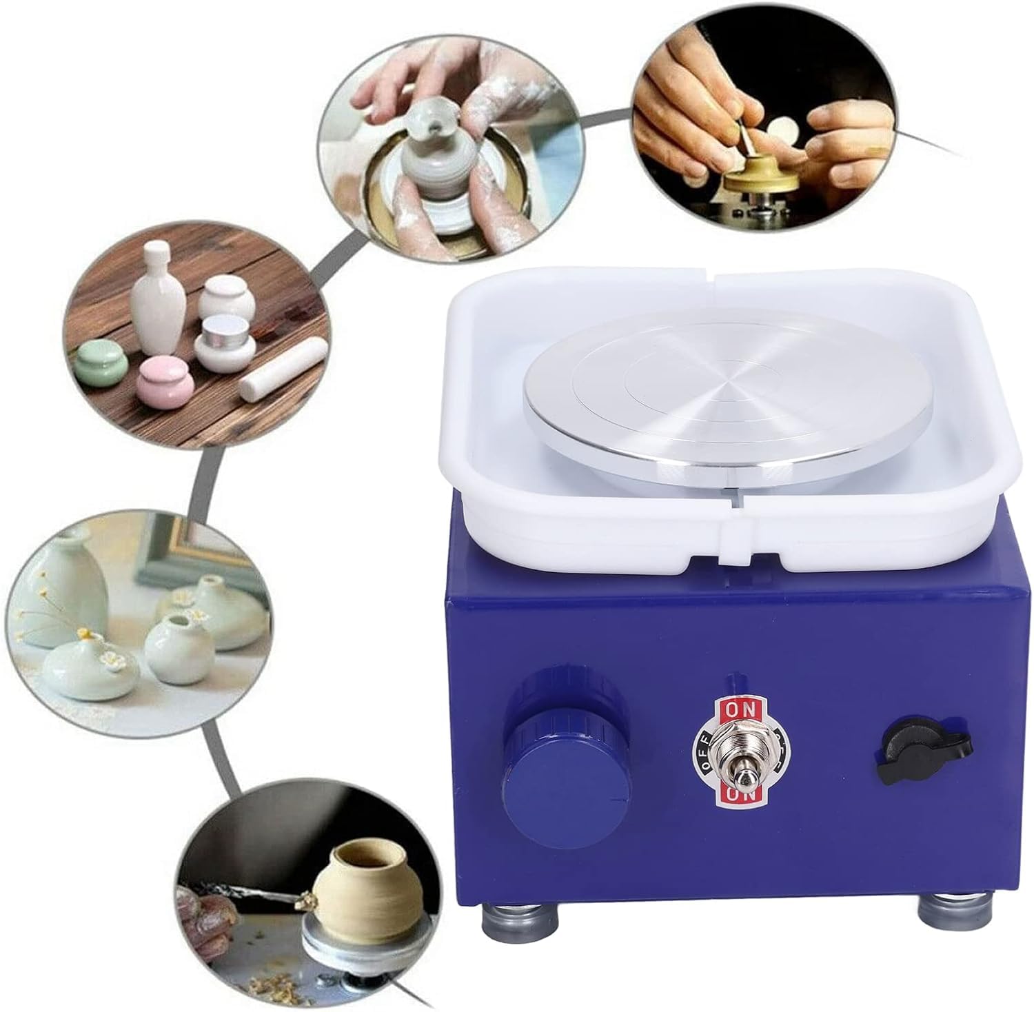 Mini Torno de Alfarería de Colores Brillantes, Estructura Compacta, Fácil Operación, Resistente Al óxido, Rendimiento Estable, Muy Duradero, Adecuado para Niños y Interacción