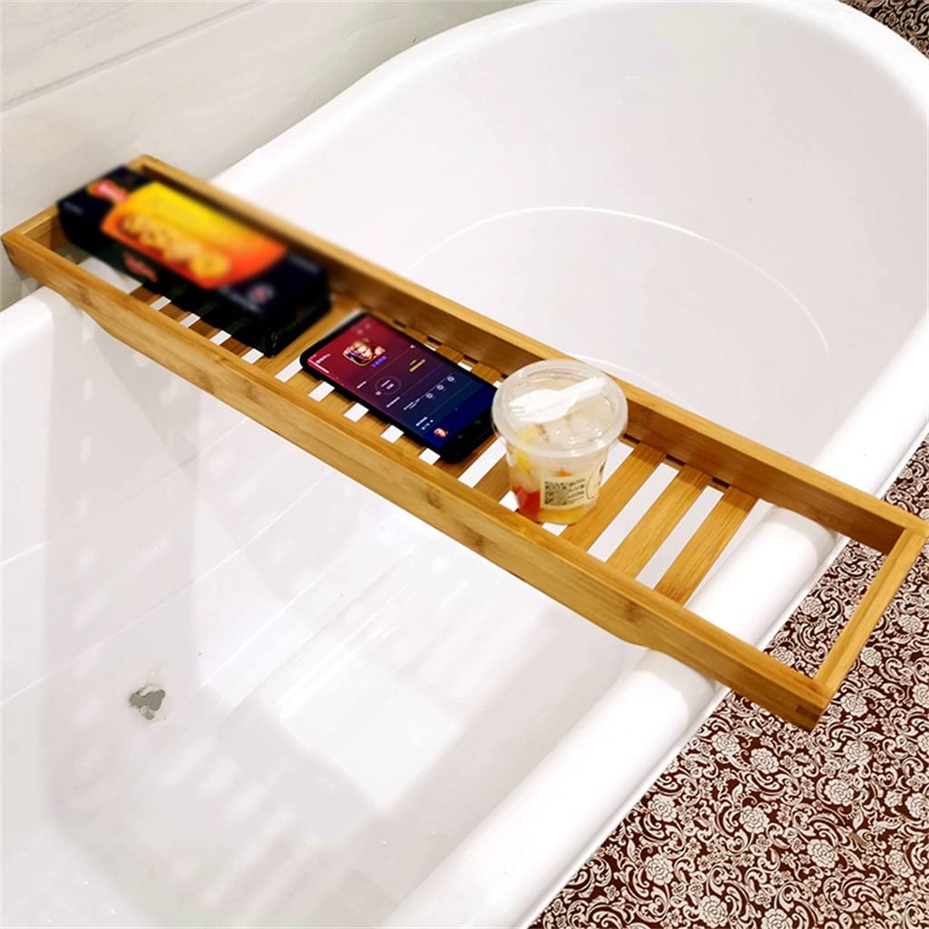 Caddy de baignoire en bois extensible avec porte-livre et spa