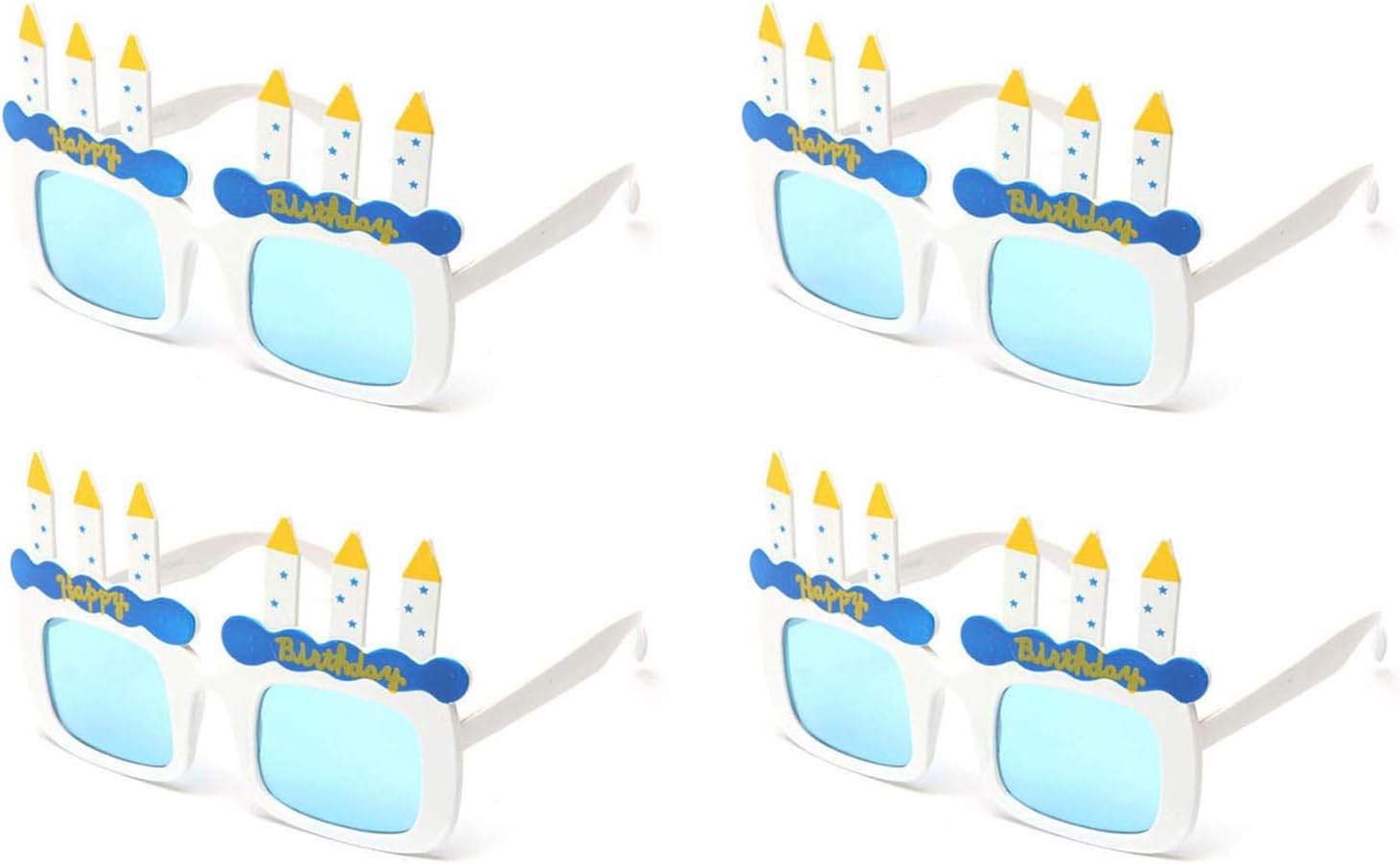 Newbee Fashion-Happy Birthday Cake Candles Shaped Party Sunglasses Fun Boys Girls Birthday Props (One Size Fits All)