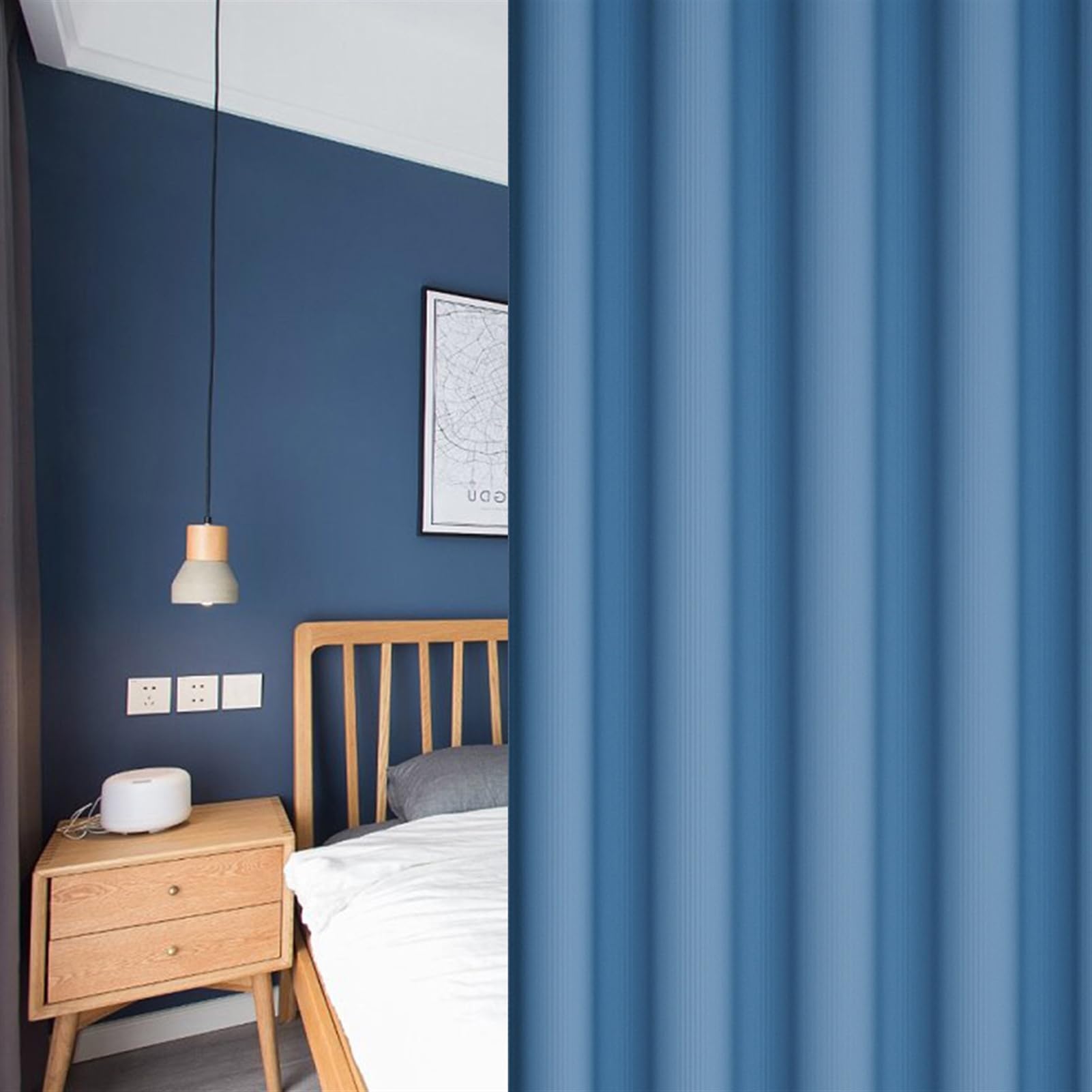 Magnetischer Thermo-Türvorhang, Raumteiler, akustische Geräuschreduzierung für Küche und Schrank, 150 x 240 cm, 1 Stück, blau, isolierter Sichtschutz