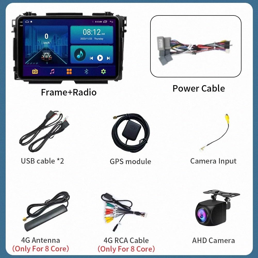 Wyświetlacz Carplay dla Honda HRV H RV Vezel XRV 2015-2017 Z Bluetooth, Fm I Aux; Obsługa Mirror Link, Nawigacji Gps Oraz Sterowania Głosowego, 4 Rdzeń 4G+64G