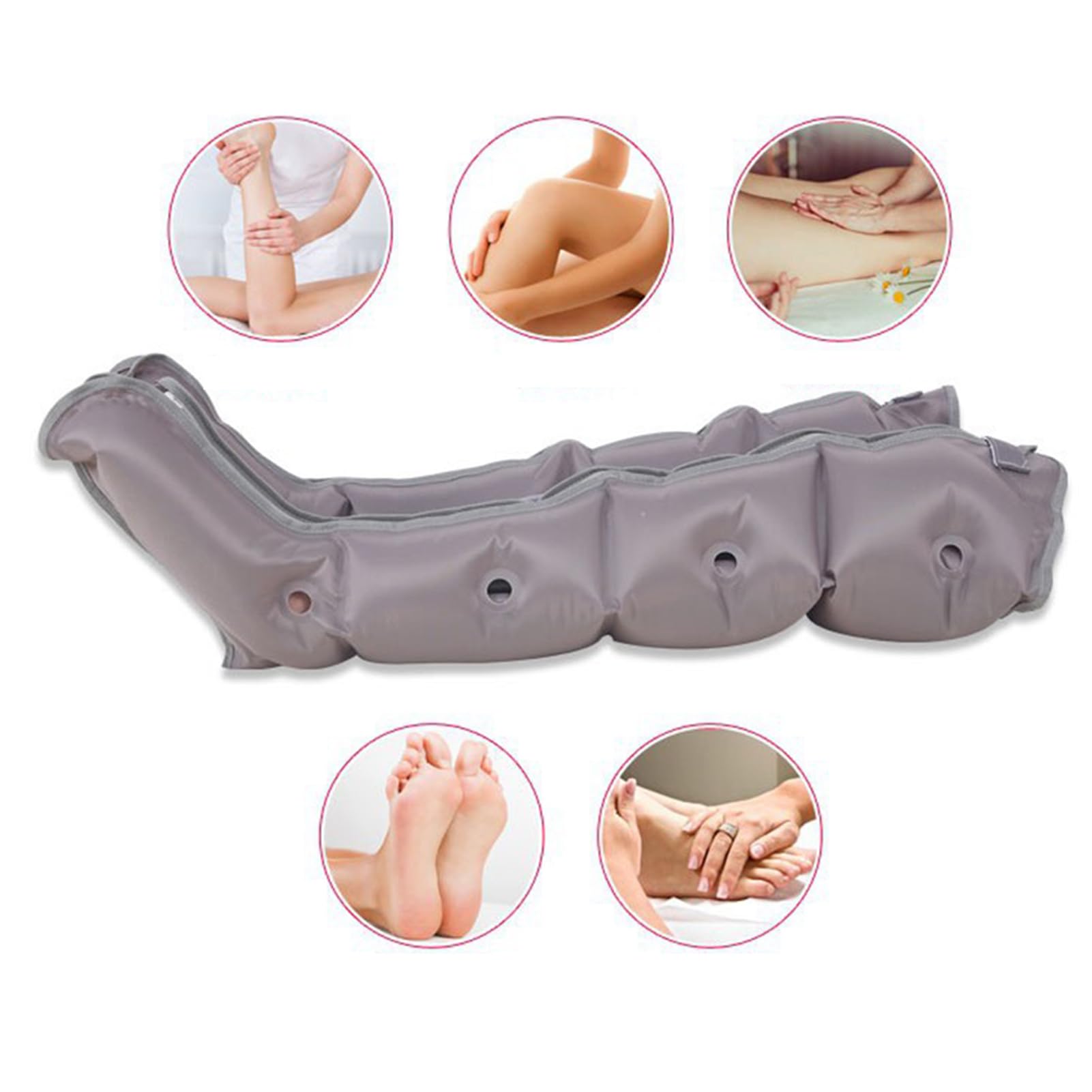 Massaggiatore a compressione d'aria per gambe traspirante a 4 cavità, massaggiatore pneumatico a pressione regolabile per circolazione, linfedema, gonfiore, rilassamento, sollievo dal dolore, drenagg