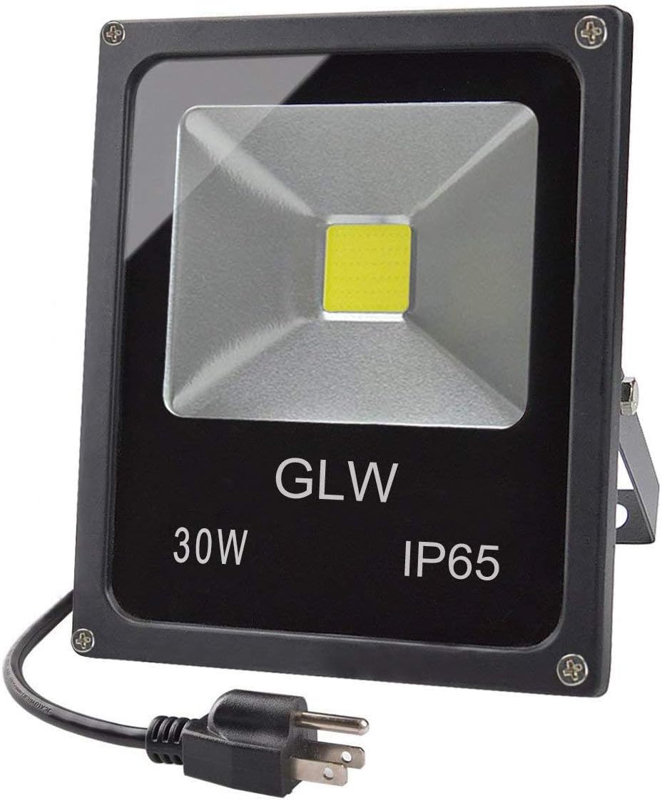 LED 30W Flood Lights,IP65 Waterproof, 2700lm,6000K,150W Halogen Bulb Equivalent Outdoor Super Bright Daylight White,110V with 3-Plug Landscape Light