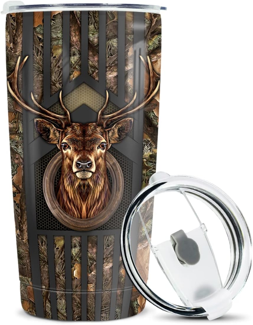 winorax Deer Hunting Tumbler 20oz Hunter Gifts For Men Hunters Double Wall Vacuum Thermos Insulated Tumblers Travel Coffee Mug Cup With Lid Cups Gift For Men Women Dad Papa