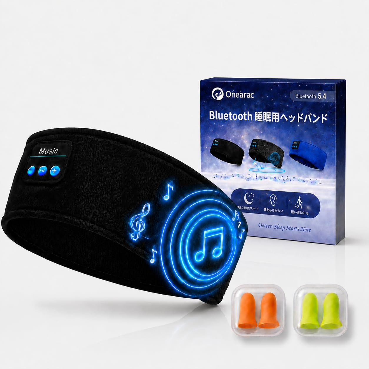 寝ホン 睡眠グッズ Bluetooth5.4 ヘッドホン ヘッドバンドヘッドホン 睡眠用イヤホン へっどホン bluetooth オーバーヘッドホン スリープ スポーツ 両用 ワイヤレスイヤホン asmr 側寝対応 日本語音声ガイダンス マイク内蔵 ハンズフリー通話 マルチポイント対応 快適装着 柔らかい 吸汗速乾 HiFi音質 洗える 男女兼用 技術適合証明済 Onearac Black