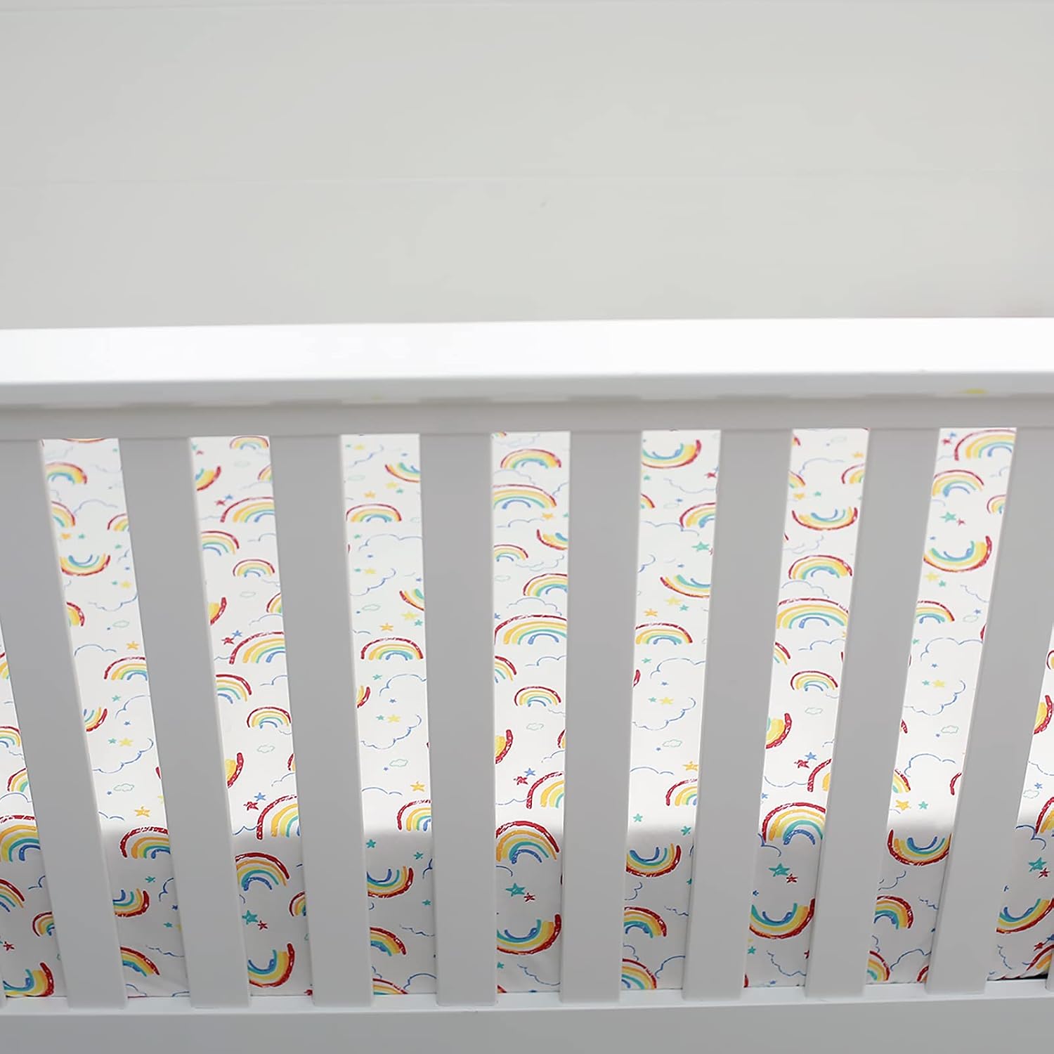 Baby Girl Nursery Sheet - Microfiber Fitted Crib Sheet Baby Sheet for Standard Crib and Toddler mattresses Nursery Bedding Sheet Crib Mattress Sheets for Boys and Girls 1 Pack Rainbow - By UOMNY image 5
