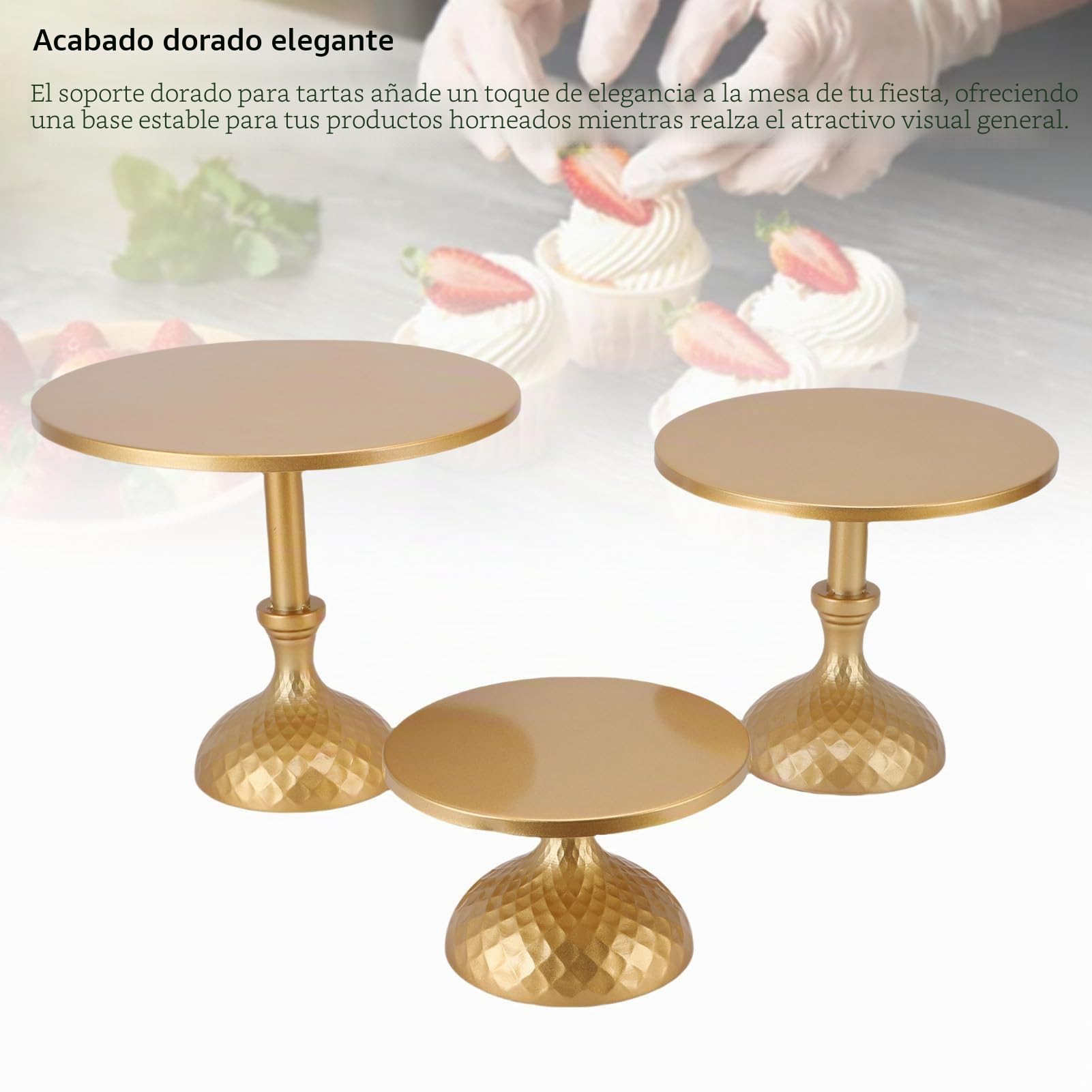 3pcs Round Cake Stand Cake Stand de Pastel de Oro Reducking Pasting Pasting Pasting Pastel de Pastel de Pastel Mesa Pantalla de Mesa para Fiestas Bodas Celebraciones