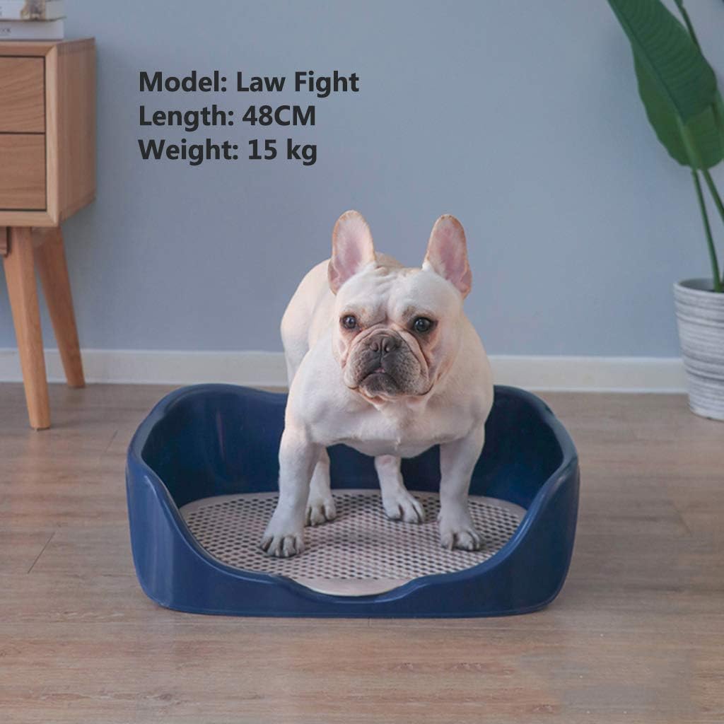 Puppy Potty Pet Litter Box, Indoor Training Dog Restroom Toilet Tray, Plastic Urine Pad Holder with Pee Post, Fence Removable Easy to Clean,Green,55X46x17cm : Pet Supplies