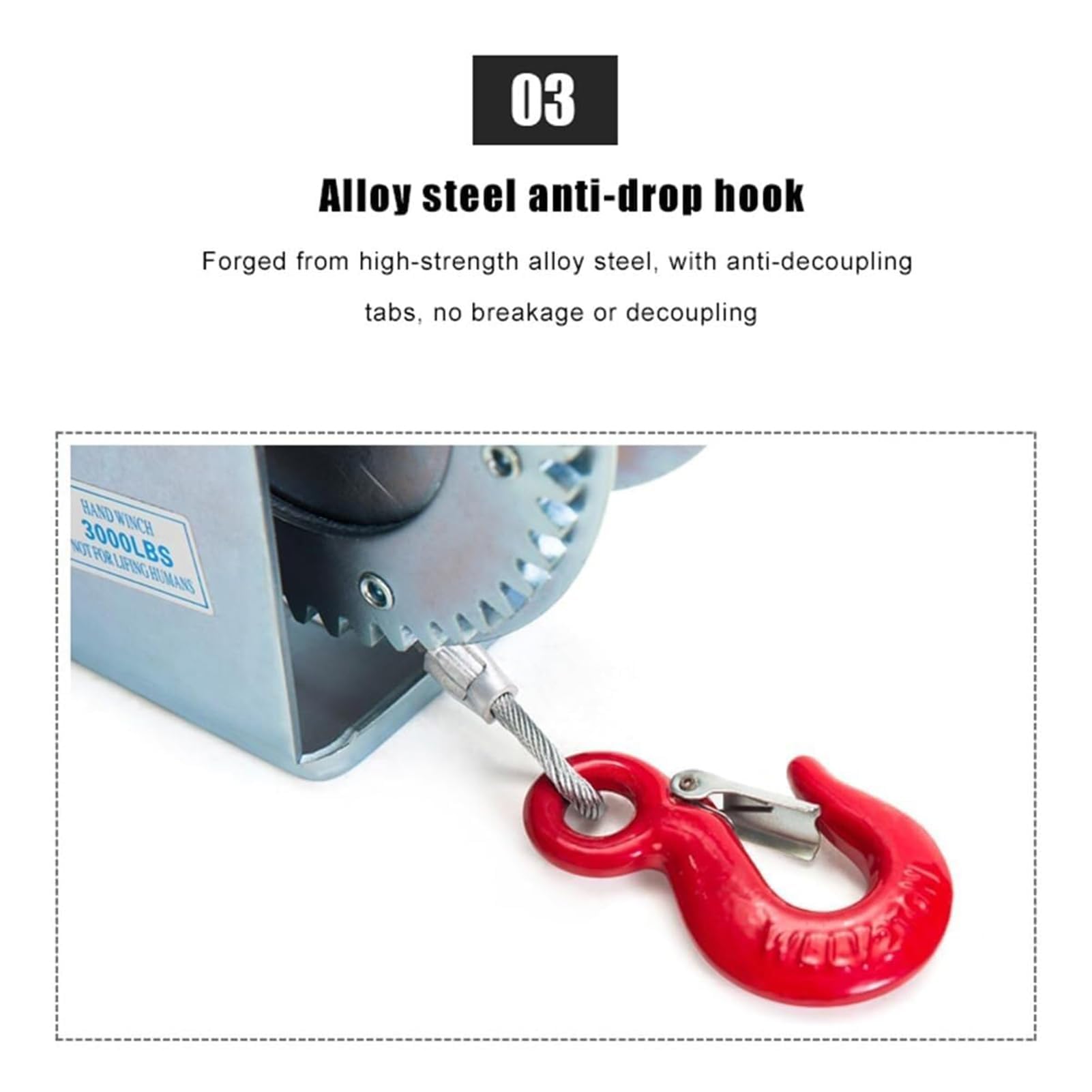 Handwinde Handseilwinde Seilzug Umlenkrolle Seilwinde Handwinde Drallfreies Drahtseil Bootswinde Zugkraft, Seilwinde Handwinde mit Drahtseil, Seilwinde handbetrieben, Handseilzug effizient
