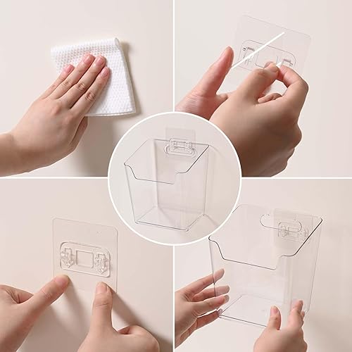 Miniatura 4 de Paquete de 5 organizadores de puerta de gabinete, contenedores de almacenamiento adhesivos para puertas de gabinete, bolsillos colgantes de montaje