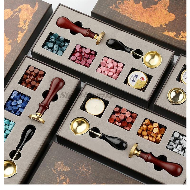 Francobolli personalizzati fai da te Sigillo di cera Kit scatola di mappa Cucchiaio staccabile Set Perline di tenuta Busta Imballaggio di nozze Regali Cartolina-GZZ1051100135,China