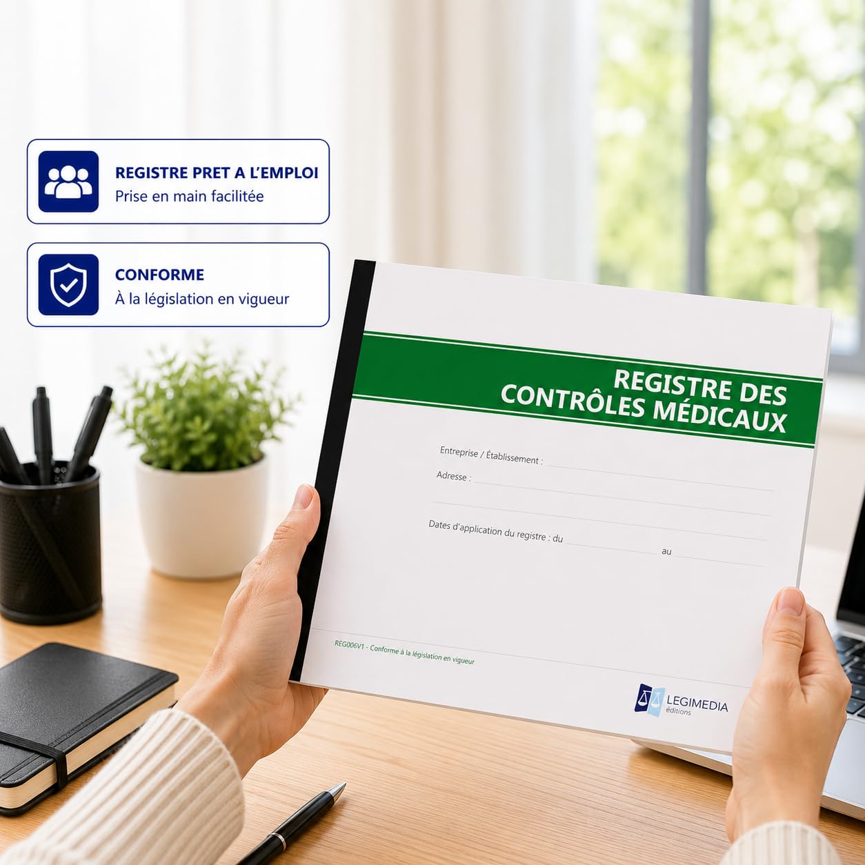 Registre des Contrôles Médicaux - Conforme à la legislation - Format A4-64 pages - LEGIMEDIA ÉDITIONS
