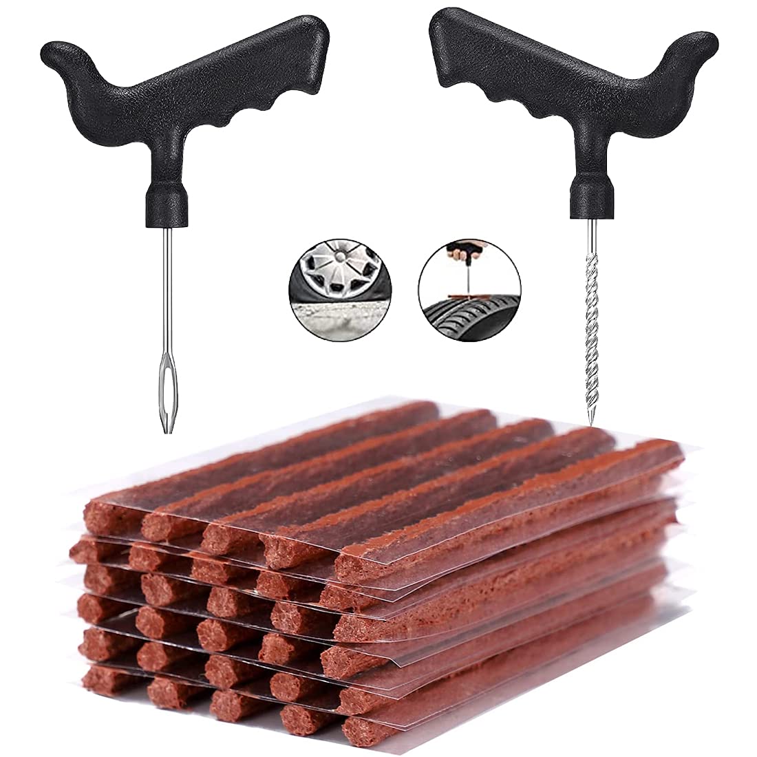 Juego de reparación de neumáticos de coche, juego de reparación de neumáticos, 32 piezas, herramienta de reparación de pinchazos, kit de reparación de pinchazos