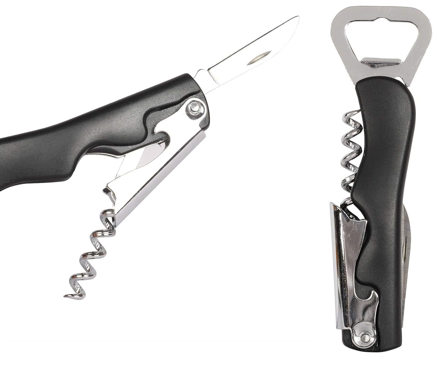 Premium Opener Waiters Corkscrew - 4 in 1 Stainless Steel Wine Opener Bottle Opener and Serrated Foil Cutter Bottle Opener Set