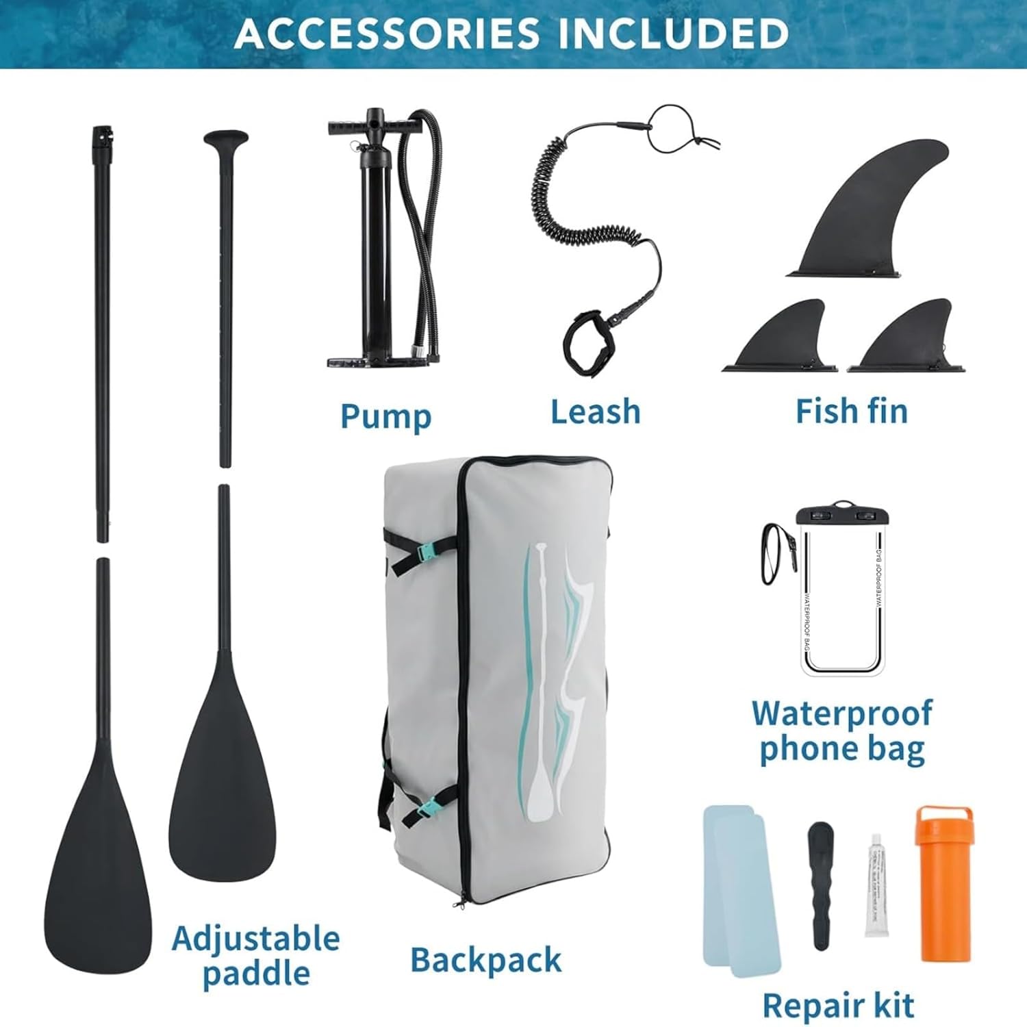 Inflatable Stand Up Paddle Board for All Skill Levels - Portable SUP Paddleboard with Premium Accessories, Durable Construction & Non-Slip Deck for Water Sports Adventures