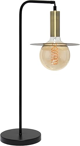 Simple Designs LT1237-BLK - Lámpara de mesa de 24 pulgadas con diseño de orbe futurista, para sala de estar, dormitorio, oficina, color negro con