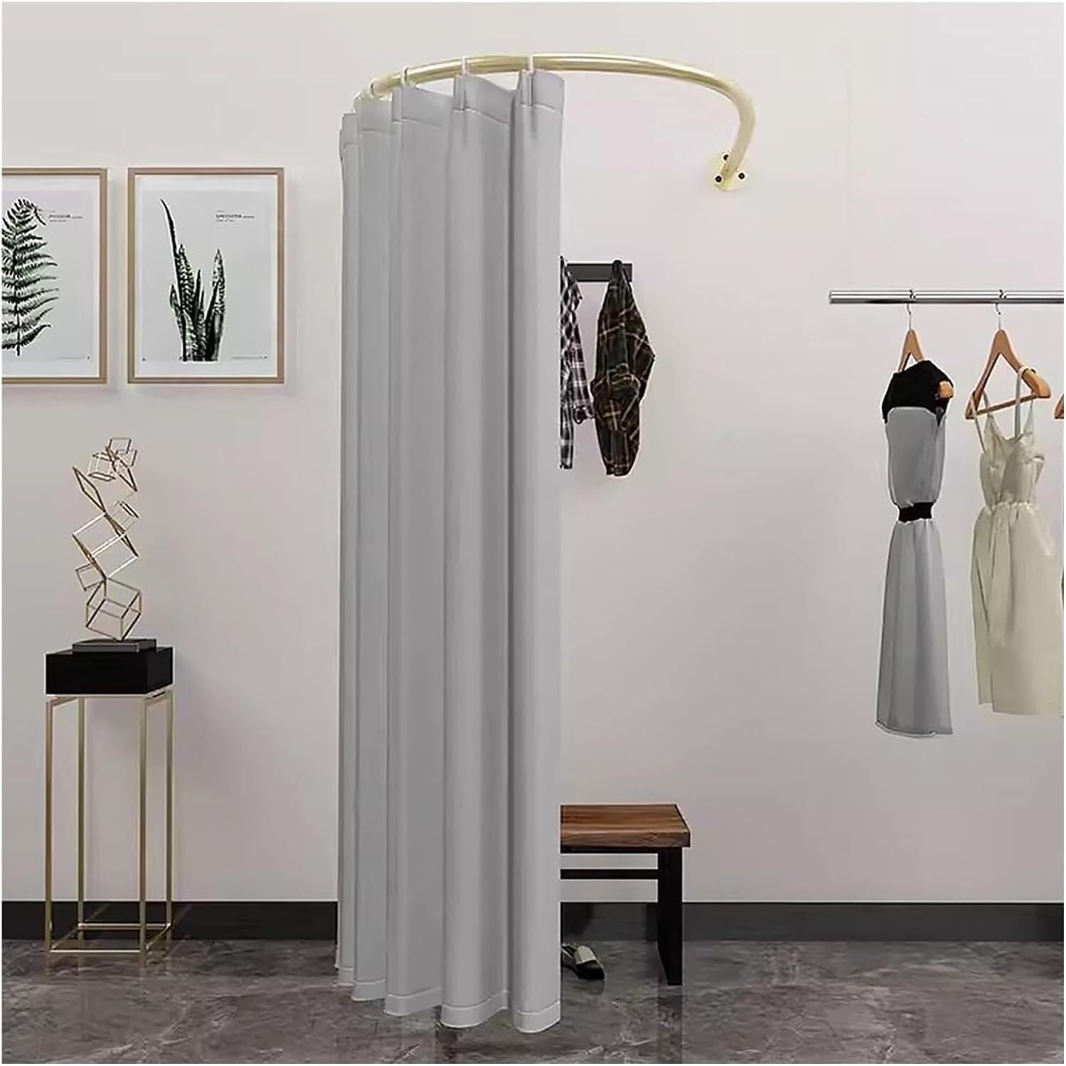 Présentoir mural en U pour cabine d'essayage gris 80 cm