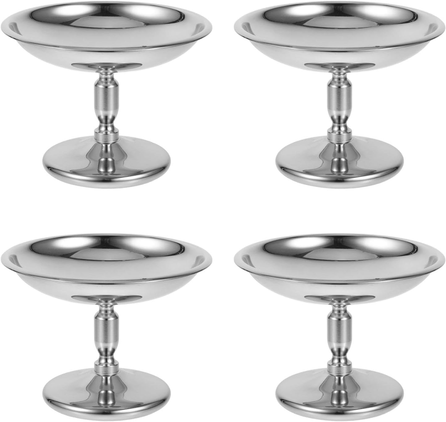 4pcs Stainless Steel Dessert Bowls - Ice Cream Dishes Footed Pedestal Coupe Bowl for Sundaes Salad Gelato Parfaits And Restaurant Serving