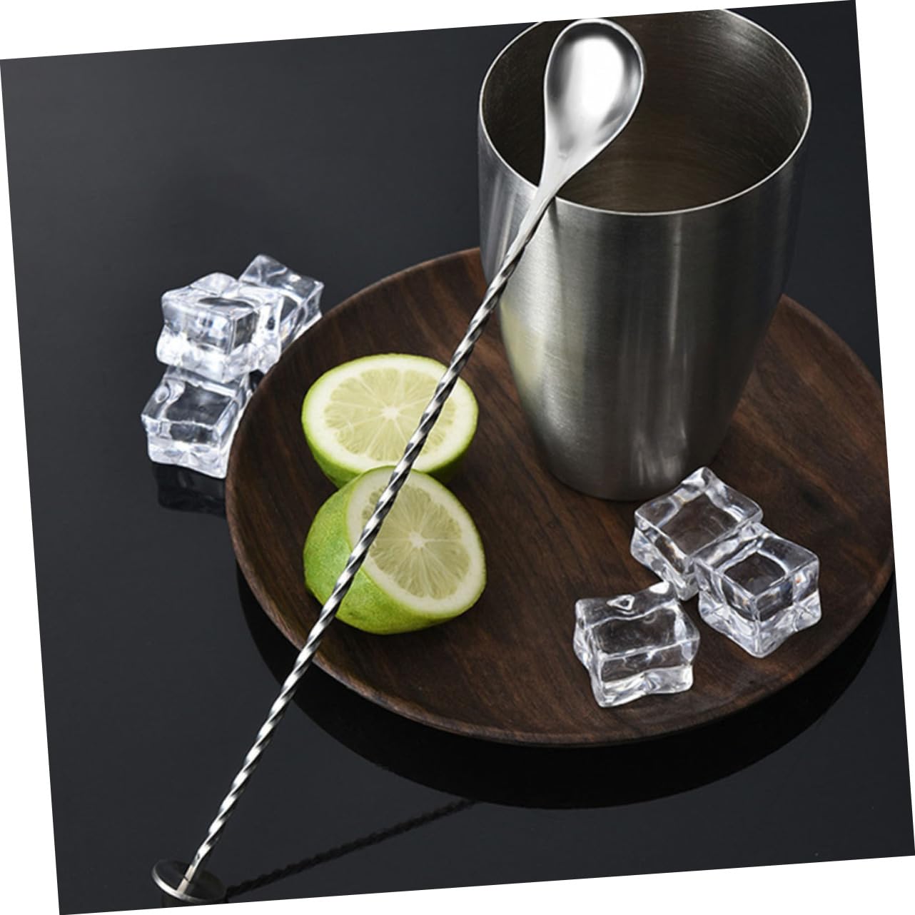 TOPBATHY Herramientas de Bar de Acero Inoxidable 12 Piezas Juego de Coctelera Soporte de Bambú Bien Organizadas para Bar y Cafetería para Preparar Cócteles en Casa