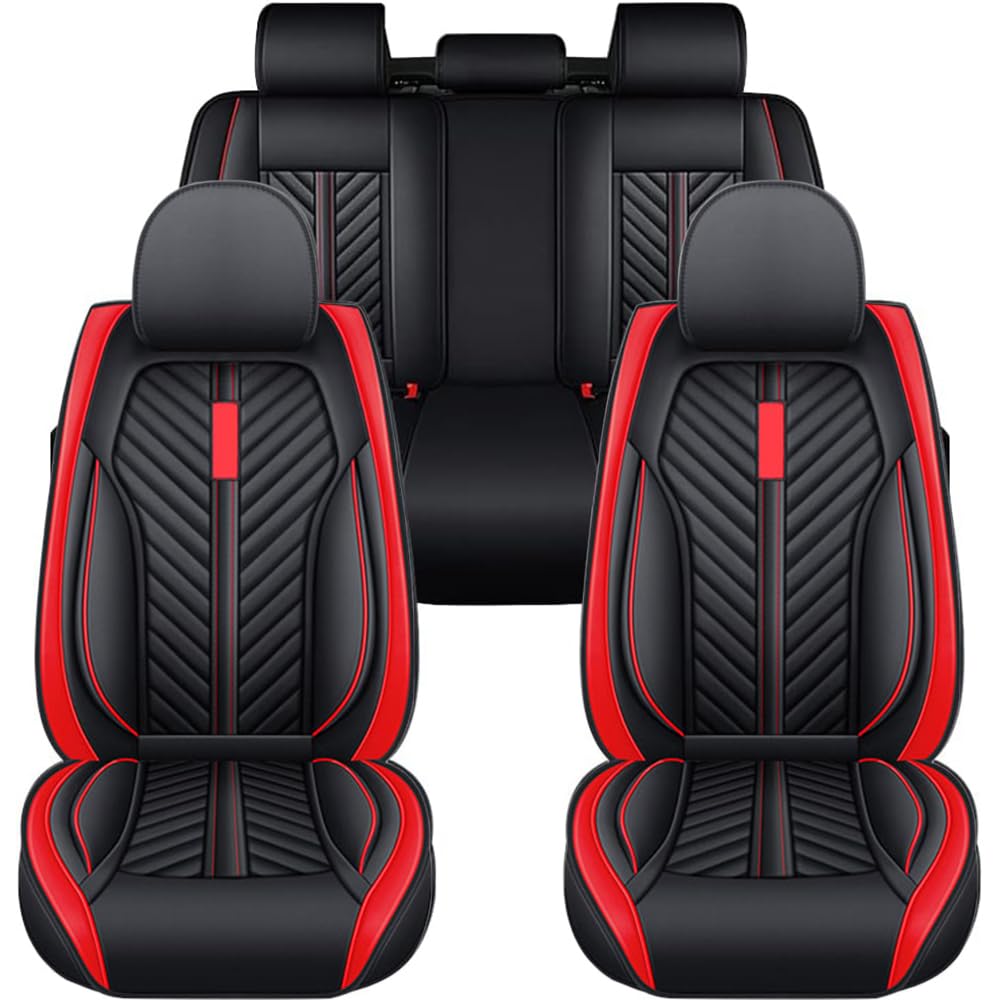 Housse Siege Voiture pour Fiat 500X/500X Cross 2000-2026 | Cuir PU, Imperméable, Respirant，Universel, Airbags Amis，Remplissage Épaissi, Sobre et élégant(Red)
