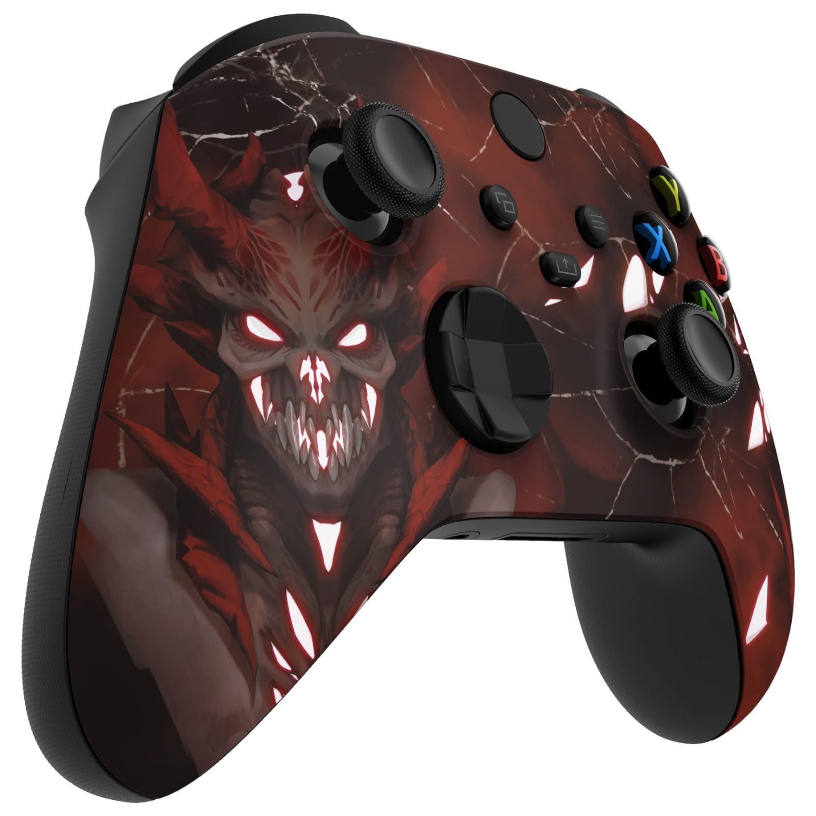 eXtremeRate Coque Personnalisée pour Xbox Séries X/S, Coque Avant pour Xbox Séries X/S Manette, Glow in Dark, Démon écarlate