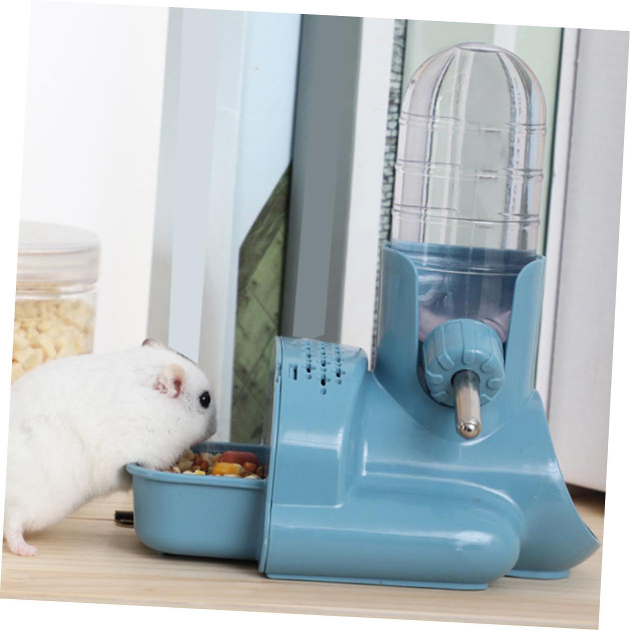 DOITOOL 2piezas Bebedero para Hámster y Roedores Diseño Vertical Antigoteo Multifuncional Botella Transparente Soporte para Agua y Comida para Animales Pequeños Sin Instalación Fácil