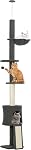 PawHut Floor to Ceiling Cat Tree, 5-Tier Cat Tower Adjustable Height 87"-94.5" with Sisal Scratching Post, Condo, Hammock, Ramp, Climbing Activity Center for Indoor, Dark Grey