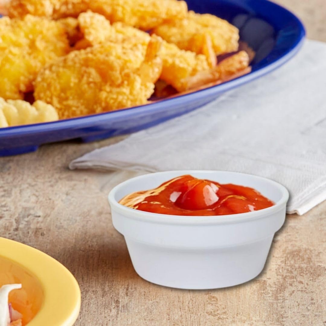 TrueCraftware- 4 oz Sauce Cup/Ramekin White Color Melamine Set of 12- Reusable Individual Round Condiments Cups Ramekins Dipping Sauce Cup Portion Dipping Sauce Kitchen Cups