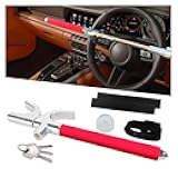 Car Steering Wheel Lock, Car Security Anti-Theft Device Retractable Steering Lock with 3 Keys & Safety Hammer, Car Lock Car Theft Prevention Universal for Auto Truck SUV Van (Red)
