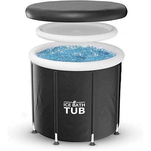 Oeaear Ice Bath Tub For Athletes, Large Outdoor Ice Bath With Lid, Cold Plunge Tub Freestanding Bathtubs For Adults, Inflatable Portable Bathtub Foldable Ice Bathtub