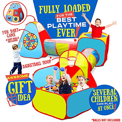 Kids Play Tent, 5 in 1 Pop Up Play Tunnel for Kid Toddler, Ball Pits Kid Tent Indoor Outdoor,Toys for 3 4 5 6Year Old Boys Girls, Birthday Party, LEAMBE - Image 3