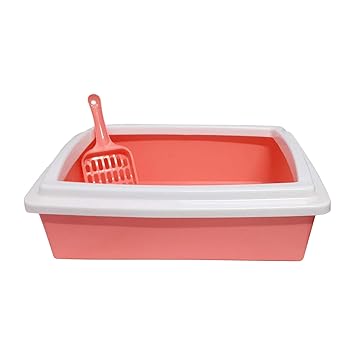Jainsons Pet Products Cat Litter Box with Cat Litter Scoop (Medium, Pink)