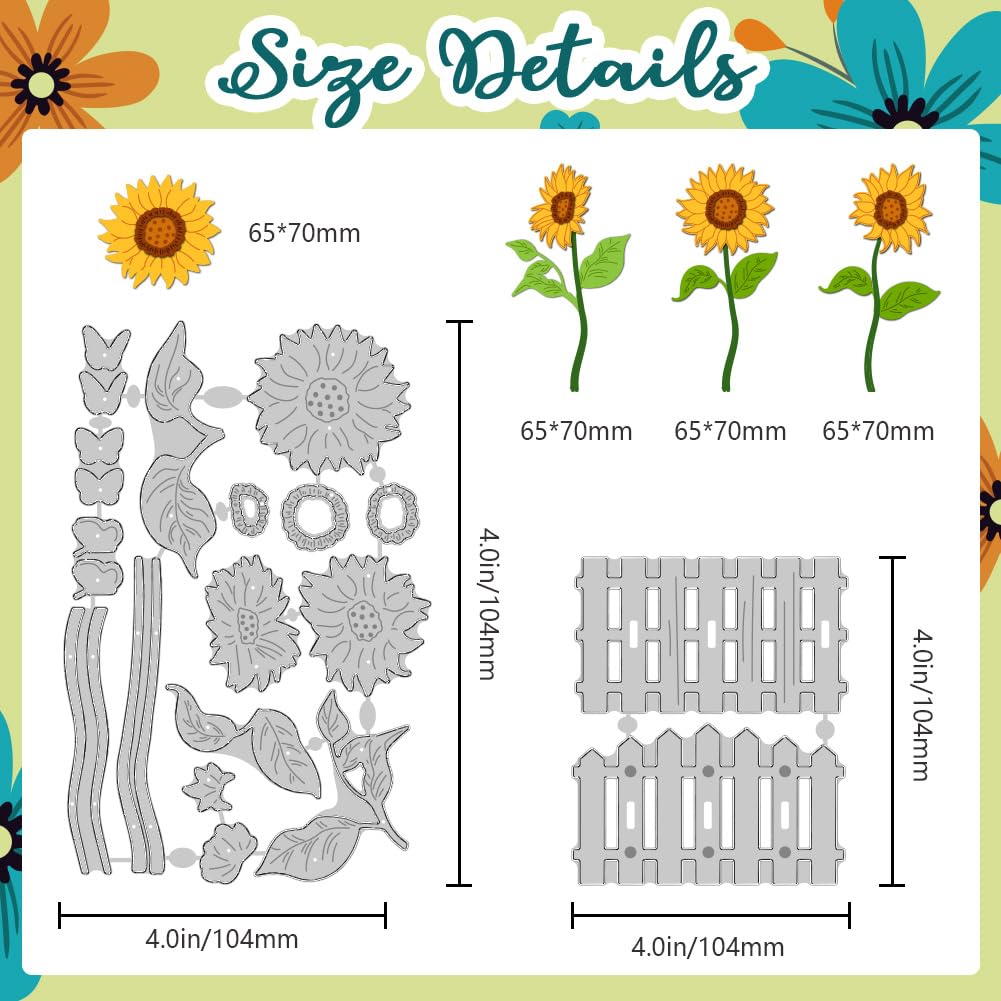 DELORIGIN Sunflower Cutting Dies Spring Flower Cut Dies Metal Die Cuts Embossing Stencils Template Dies for Card Making Decoration DIY Scrapbooking Photo Album Arts Paper Crafts Greeting Card Supplies - Image 2