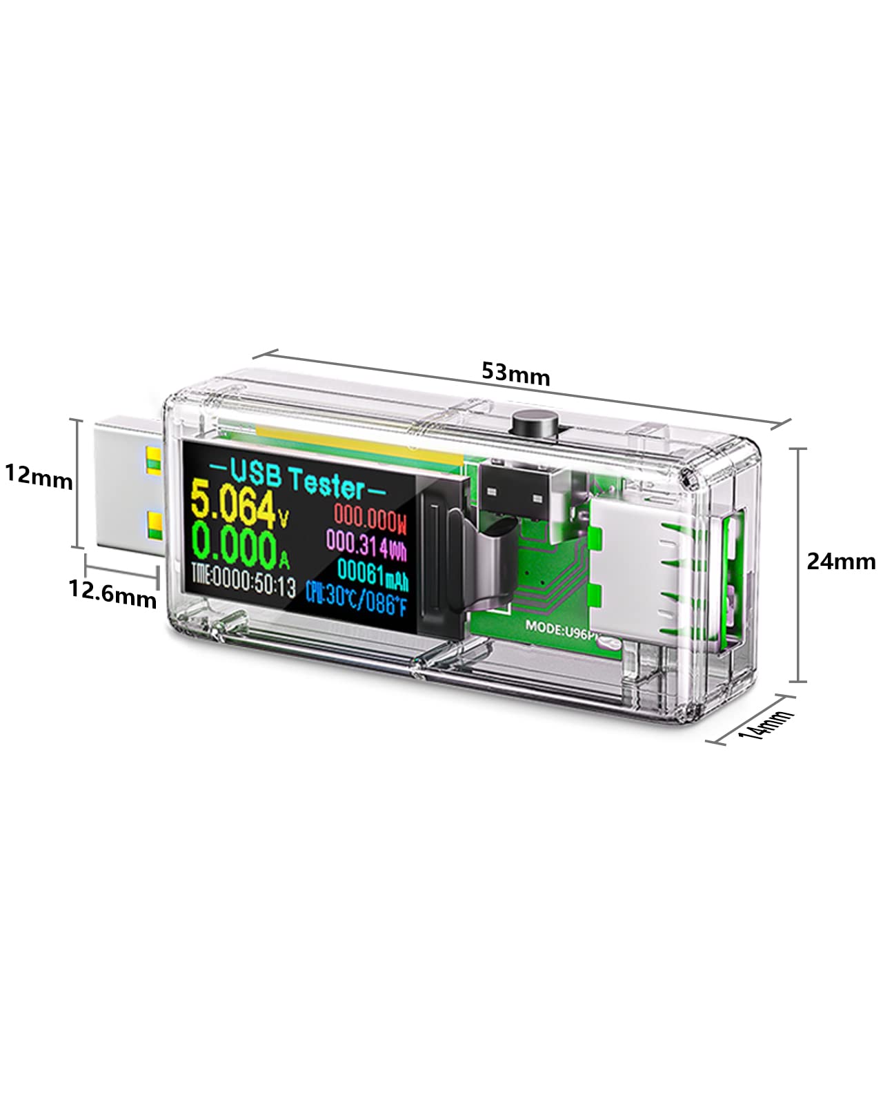 eversame USB-3.0-Tester, IPS-Farbdisplay, digitales Multimeter, Voltmeter, Strom- und Spannungsmonitor, DC 5,1 A/30 V/150 W Leistungsmessgerät, Testgeschwindigkeit von Ladegeräten, Kabeln, Kapazität