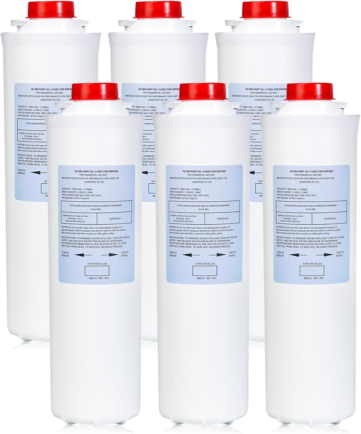 51300/C, Replacement for Elkay 51300/C, Replacement 55898C Filters, Replacement Bottle Stations Compatible with Ezh2o Filter ERF750, 55898C, EWF3000(No Chip 6-Pack)