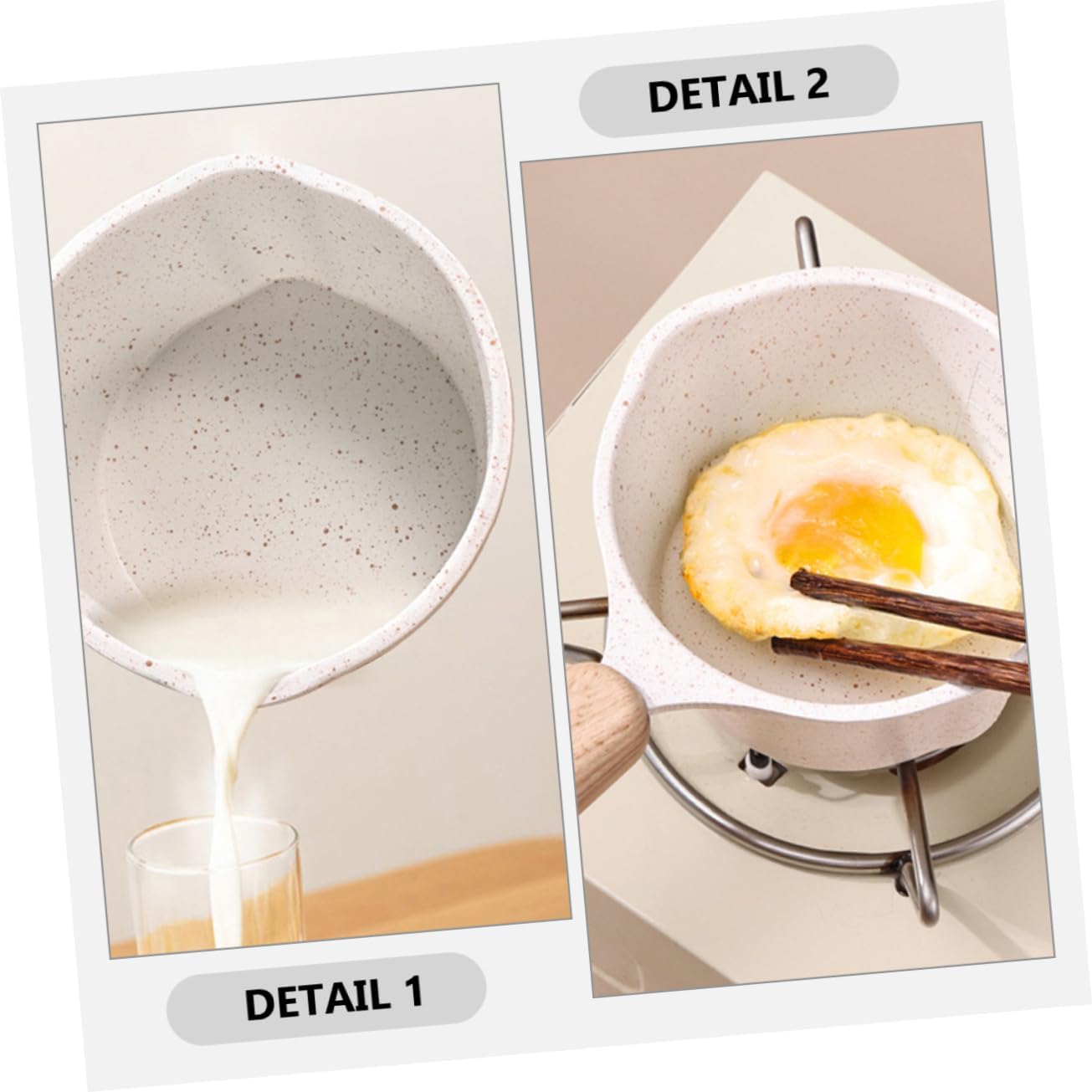 Zerodeko Dual Spout Pot Non-stick Oil Pot Mini Milk Warmer Easy to Pour Sauce Pan Lightweight for Chef