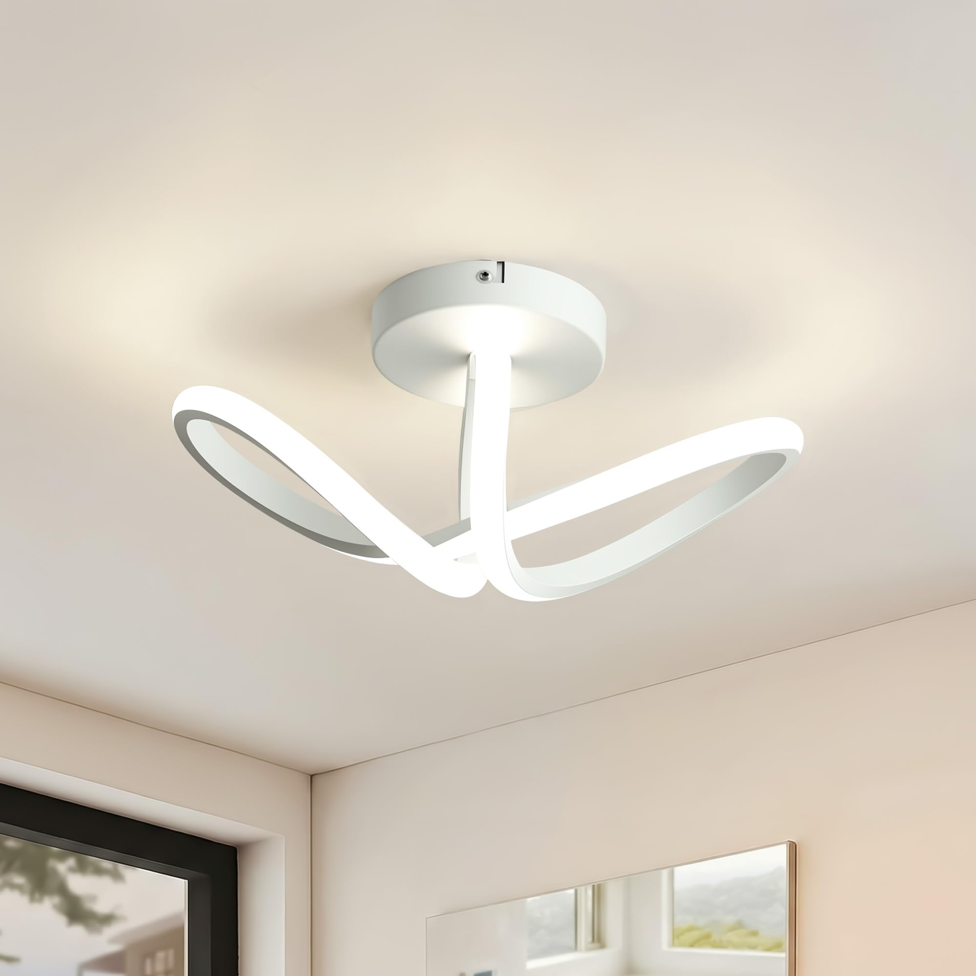 Calivra Modern LED Ceiling Light, Flush Ceiling Lighting 22W 1650LM with Memory, 3 Colour Adjustable (3000K/4500K/6500K) Ceiling Lights for Living Room, Bedroom, Hallway, Dining Room (White)