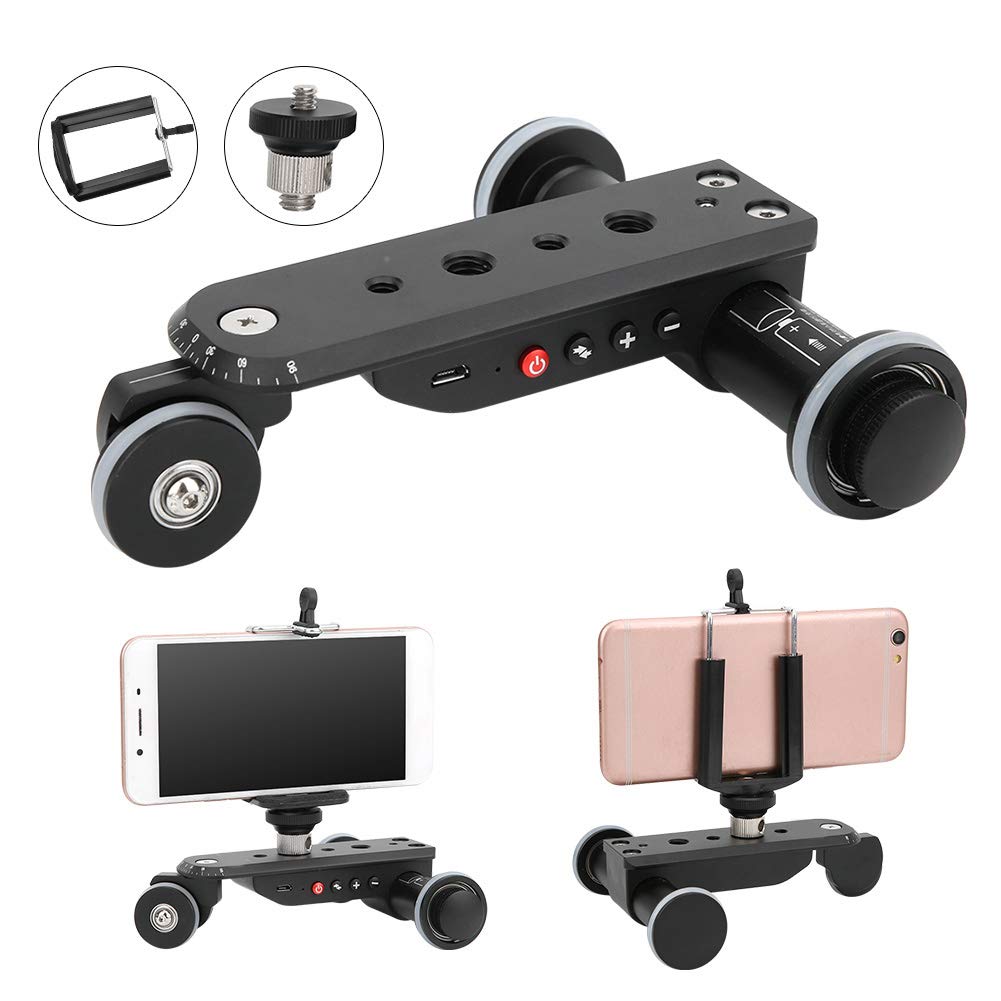 Goshyda Telecamera Video Auto, PPL-06S PRO 90 Gradi Girevole Ripresa Rotaia Motorizzata Slider Car con Telecomando, 5 velocità di Regolazione, per Fotocamera DSLR, Smartphone