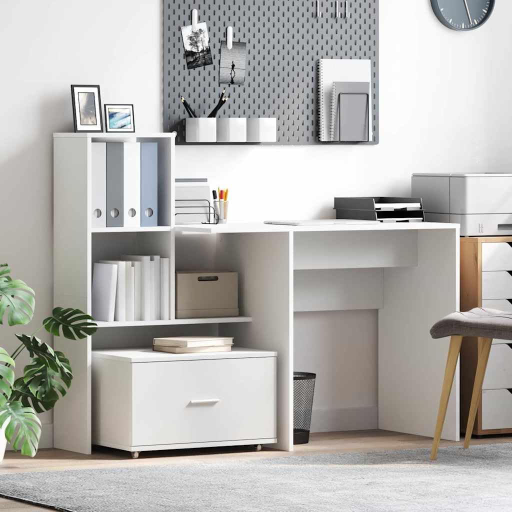 vidaXL Mobile con Cassetti con Ruota Bianco 55 x 45 x 31 cm, Mobiletto Rettangolare Moderno, Soluzione di stoccaggio Ampia per casa, Spazio organizzato e Minimalista