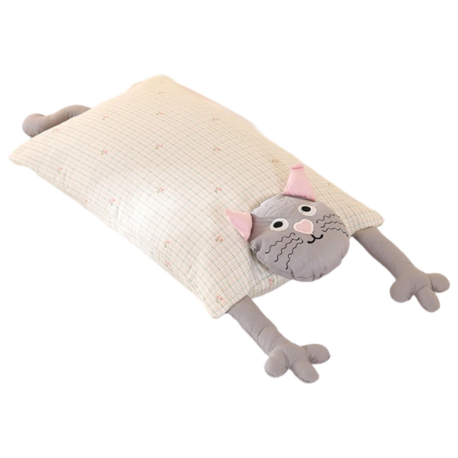 Kaeltsyn Buckwheat Pillow Featuring Cartoon Cats Pattern Fabric for Spinal Alignment Buckwheat Filled Pillow